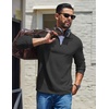 image:imageCOOFANDY Mens Quarter Zip Pullover Casual Long Sleeve Knit Mock Neck Sweatshirt Lightweight Polo SweaterDark Gray