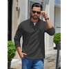 image:imageCOOFANDY Mens Quarter Zip Pullover Casual Long Sleeve Knit Mock Neck Sweatshirt Lightweight Polo SweaterDark Gray