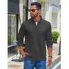 image:imageCOOFANDY Mens Quarter Zip Pullover Casual Long Sleeve Knit Mock Neck Sweatshirt Lightweight Polo SweaterDark Gray