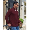 image:imageCOOFANDY Mens Quarter Zip Pullover Casual Long Sleeve Knit Mock Neck Sweatshirt Lightweight Polo SweaterDark Red