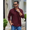 image:imageCOOFANDY Mens Quarter Zip Pullover Casual Long Sleeve Knit Mock Neck Sweatshirt Lightweight Polo SweaterDark Red