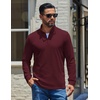 image:imageCOOFANDY Mens Quarter Zip Pullover Casual Long Sleeve Knit Mock Neck Sweatshirt Lightweight Polo SweaterDark Red