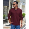 image:imageCOOFANDY Mens Quarter Zip Pullover Casual Long Sleeve Knit Mock Neck Sweatshirt Lightweight Polo SweaterDark Red