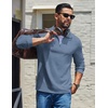 image:imageCOOFANDY Mens Quarter Zip Pullover Casual Long Sleeve Knit Mock Neck Sweatshirt Lightweight Polo SweaterDusty Blue