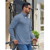 image:imageCOOFANDY Mens Quarter Zip Pullover Casual Long Sleeve Knit Mock Neck Sweatshirt Lightweight Polo SweaterDusty Blue
