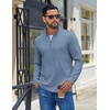 image:imageCOOFANDY Mens Quarter Zip Pullover Casual Long Sleeve Knit Mock Neck Sweatshirt Lightweight Polo SweaterDusty Blue