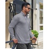 image:imageCOOFANDY Mens Quarter Zip Pullover Casual Long Sleeve Knit Mock Neck Sweatshirt Lightweight Polo SweaterLight Gray