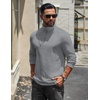 image:imageCOOFANDY Mens Quarter Zip Pullover Casual Long Sleeve Knit Mock Neck Sweatshirt Lightweight Polo SweaterLight Gray