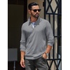 image:imageCOOFANDY Mens Quarter Zip Pullover Casual Long Sleeve Knit Mock Neck Sweatshirt Lightweight Polo SweaterLight Gray
