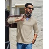 image:imageCOOFANDY Mens Quarter Zip Pullover Casual Long Sleeve Knit Mock Neck Sweatshirt Lightweight Polo SweaterLight Khaki