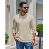 image:imageCOOFANDY Mens Quarter Zip Pullover Casual Long Sleeve Knit Mock Neck Sweatshirt Lightweight Polo SweaterLight Khaki