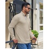 image:imageCOOFANDY Mens Quarter Zip Pullover Casual Long Sleeve Knit Mock Neck Sweatshirt Lightweight Polo SweaterLight Khaki
