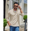 image:imageCOOFANDY Mens Quarter Zip Pullover Casual Long Sleeve Knit Mock Neck Sweatshirt Lightweight Polo SweaterLight Khaki