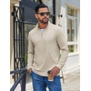 image:imageCOOFANDY Mens Quarter Zip Pullover Casual Long Sleeve Knit Mock Neck Sweatshirt Lightweight Polo SweaterLight Khaki
