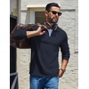 image:imageCOOFANDY Mens Quarter Zip Pullover Casual Long Sleeve Knit Mock Neck Sweatshirt Lightweight Polo SweaterMidnight Blue