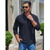 image:imageCOOFANDY Mens Quarter Zip Pullover Casual Long Sleeve Knit Mock Neck Sweatshirt Lightweight Polo SweaterMidnight Blue