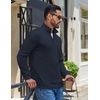 image:imageCOOFANDY Mens Quarter Zip Pullover Casual Long Sleeve Knit Mock Neck Sweatshirt Lightweight Polo SweaterMidnight Blue