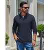 image:imageCOOFANDY Mens Quarter Zip Pullover Casual Long Sleeve Knit Mock Neck Sweatshirt Lightweight Polo SweaterMidnight Blue