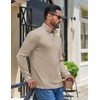 image:imageCOOFANDY Mens Quarter Zip Pullover Casual Long Sleeve Knit Mock Neck Sweatshirt Lightweight Polo SweaterMoon Gray