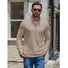 image:imageCOOFANDY Mens Quarter Zip Pullover Casual Long Sleeve Knit Mock Neck Sweatshirt Lightweight Polo SweaterMoon Gray