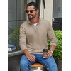image:imageCOOFANDY Mens Quarter Zip Pullover Casual Long Sleeve Knit Mock Neck Sweatshirt Lightweight Polo SweaterMoon Gray