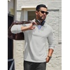 image:imageCOOFANDY Mens Quarter Zip Pullover Casual Long Sleeve Knit Mock Neck Sweatshirt Lightweight Polo SweaterWhite