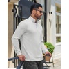 image:imageCOOFANDY Mens Quarter Zip Pullover Casual Long Sleeve Knit Mock Neck Sweatshirt Lightweight Polo SweaterWhite