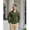 image:imageCOOFANDY Mens Quarter Zip Pullover Lightweight Waffle Mock Neck SweatshirtsArmy Green