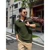 image:imageCOOFANDY Mens Quarter Zip Pullover Lightweight Waffle Mock Neck SweatshirtsArmy Green