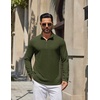 image:imageCOOFANDY Mens Quarter Zip Pullover Lightweight Waffle Mock Neck SweatshirtsArmy Green
