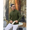 image:imageCOOFANDY Mens Quarter Zip Pullover Lightweight Waffle Mock Neck SweatshirtsArmy Green