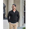 image:imageCOOFANDY Mens Quarter Zip Pullover Lightweight Waffle Mock Neck SweatshirtsBlack