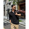 image:imageCOOFANDY Mens Quarter Zip Pullover Lightweight Waffle Mock Neck SweatshirtsBlack