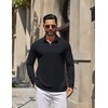 image:imageCOOFANDY Mens Quarter Zip Pullover Lightweight Waffle Mock Neck SweatshirtsBlack