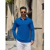 image:imageCOOFANDY Mens Quarter Zip Pullover Lightweight Waffle Mock Neck SweatshirtsBlue