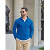 image:imageCOOFANDY Mens Quarter Zip Pullover Lightweight Waffle Mock Neck SweatshirtsBlue