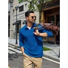 image:imageCOOFANDY Mens Quarter Zip Pullover Lightweight Waffle Mock Neck SweatshirtsBlue