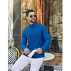image:imageCOOFANDY Mens Quarter Zip Pullover Lightweight Waffle Mock Neck SweatshirtsBlue
