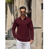 image:imageCOOFANDY Mens Quarter Zip Pullover Lightweight Waffle Mock Neck SweatshirtsBurgundy