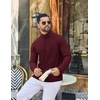 image:imageCOOFANDY Mens Quarter Zip Pullover Lightweight Waffle Mock Neck SweatshirtsBurgundy