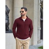 image:imageCOOFANDY Mens Quarter Zip Pullover Lightweight Waffle Mock Neck SweatshirtsBurgundy