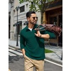 image:imageCOOFANDY Mens Quarter Zip Pullover Lightweight Waffle Mock Neck SweatshirtsDark Green