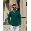 image:imageCOOFANDY Mens Quarter Zip Pullover Lightweight Waffle Mock Neck SweatshirtsDark Green