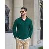 image:imageCOOFANDY Mens Quarter Zip Pullover Lightweight Waffle Mock Neck SweatshirtsDark Green