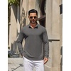 image:imageCOOFANDY Mens Quarter Zip Pullover Lightweight Waffle Mock Neck SweatshirtsDark Grey