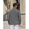 image:imageCOOFANDY Mens Quarter Zip Pullover Lightweight Waffle Mock Neck SweatshirtsDark Grey