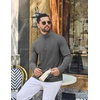 image:imageCOOFANDY Mens Quarter Zip Pullover Lightweight Waffle Mock Neck SweatshirtsDark Grey