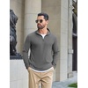 image:imageCOOFANDY Mens Quarter Zip Pullover Lightweight Waffle Mock Neck SweatshirtsDark Grey
