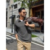 image:imageCOOFANDY Mens Quarter Zip Pullover Lightweight Waffle Mock Neck SweatshirtsDark Grey