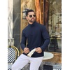 image:imageCOOFANDY Mens Quarter Zip Pullover Lightweight Waffle Mock Neck SweatshirtsDark Navy